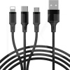 Кабель USB microUSB/Lightning/Type-C 2.4А PD-B92th Azeada Cavalry 1.3м чорний Proda (PD-B92th-BK)