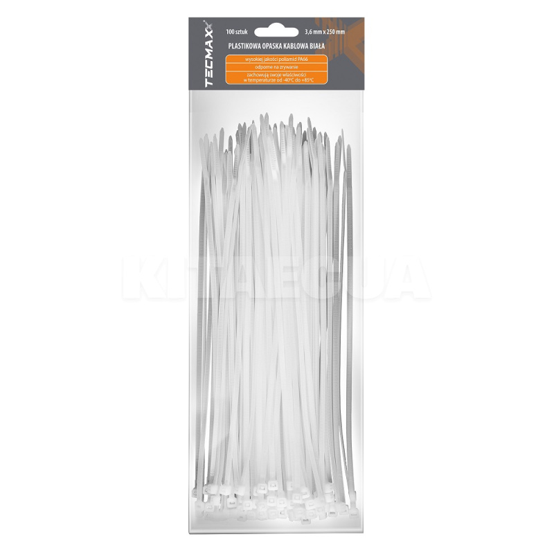 Стяжки белые пластиковые 3.6 х 250 мм 100 шт. TECMAXX (14-207)