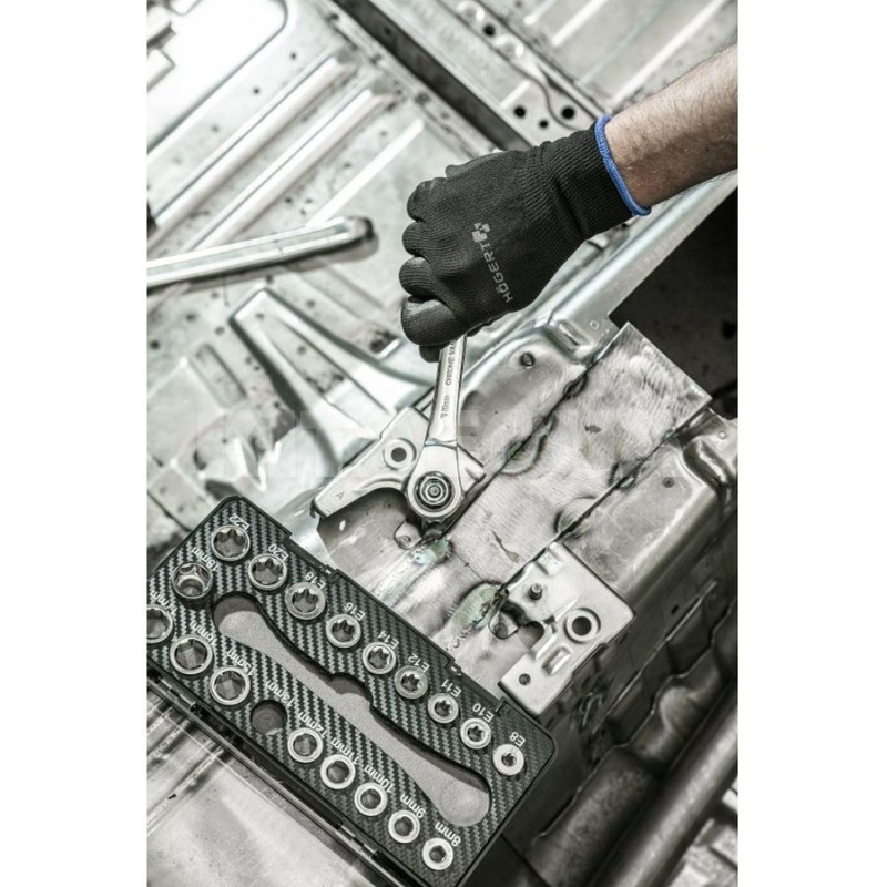 Ключ накидний з тріскачками 20 насадок HOGERT (HT1R492) - 3