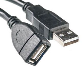 Кабель USB AF - AM 0.1м черный PowerPlant