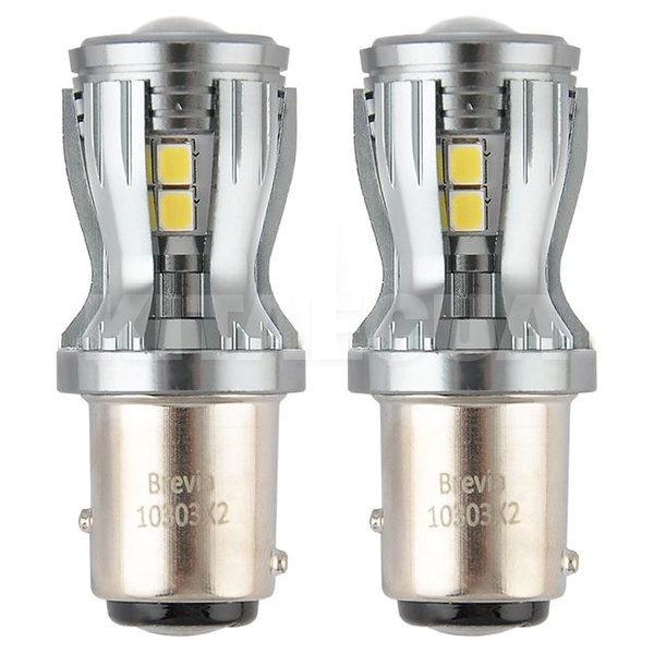 LED лампа для авто PowerPro BAY15d 6000K (комплект) BREVIA (10303X2)
