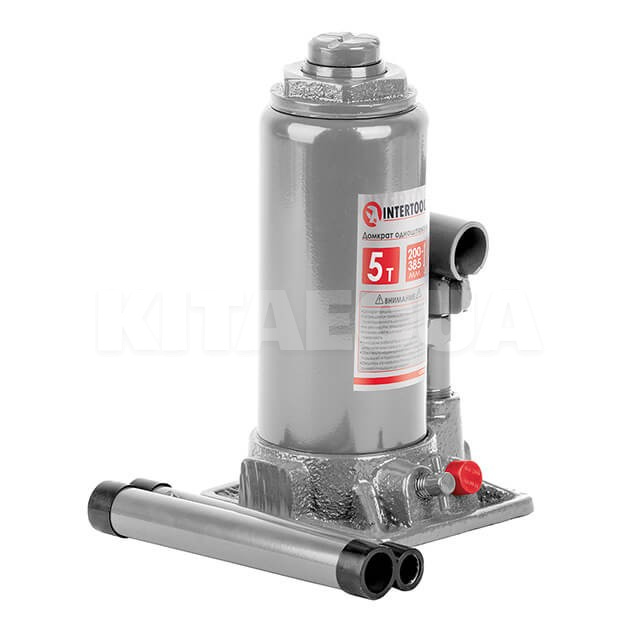 Домкрат гидравлический бутылочный до 5т 200-385 мм в пластиковом кейсе Intertool (GT0053)
