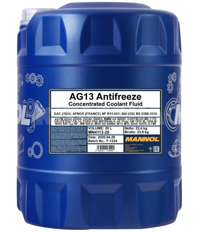 Антифриз-концентрат зелений 20л AG13 -80°C Hightec Mannol (MN4113-20)