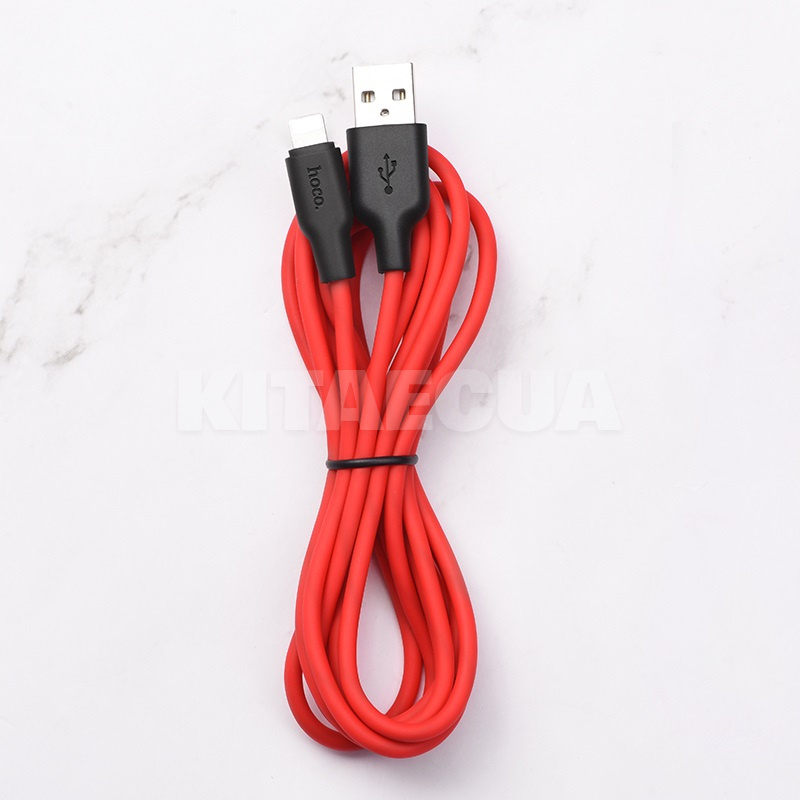 Кабель USB Lightning 2.4A X21 Plus 1м чорний/червоний HOCO (6931474711823) - 2