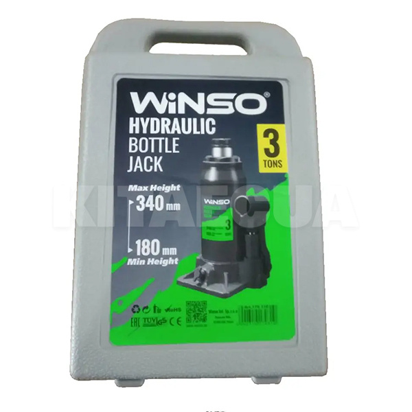 Домкрат гидравлический бутылочный до 3т (180мм-340мм) пластиковый кейс Winso (170310) - 2