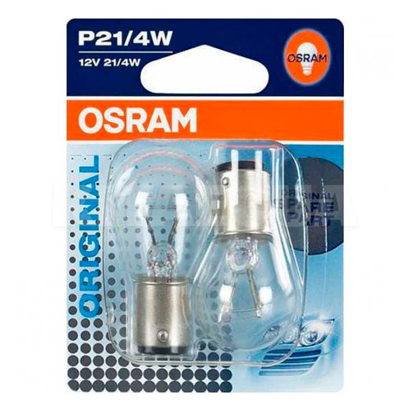 Лампа накаливания P21/4W 21/4W 12V Osram (7225-BLI2)