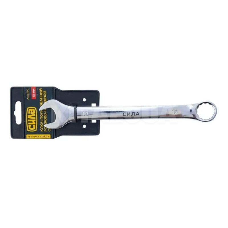 Ключ рожково-накидний 19 мм 12-гранний полірований CrV СИЛА (201069) - 2