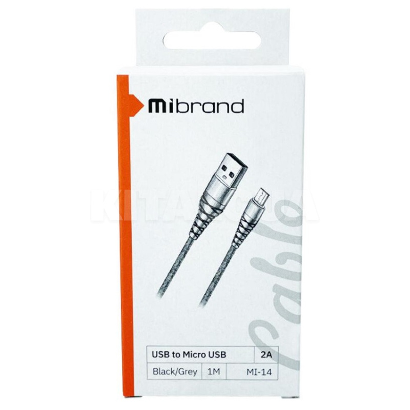 Кабель USB - microUSB 2A MI-14 1м черный/серый Mibrand (MIDC/14MBG) - 2