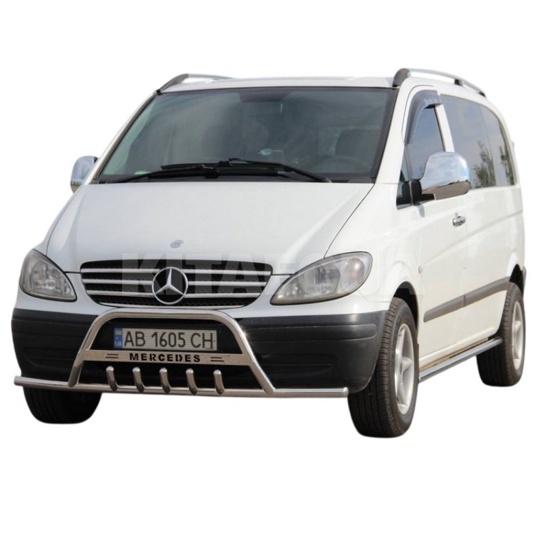 Кенгурятник WT003-Plus Mercedes Viano 2004-2014 нержавеющая сталь с усами CAN (dug702244-p) - 2