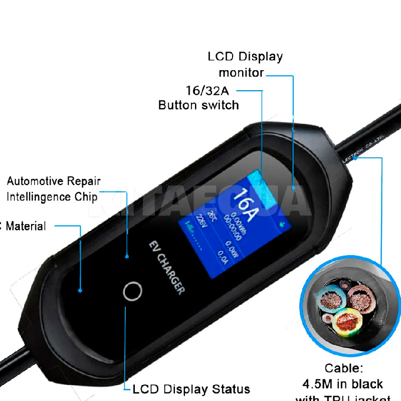 Зарядка для електромобіля GB/T AC 7.4 кВт 32A1-фаза (1678) - 3