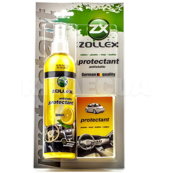 Полироль для пластика с губкой "лимон" 240мл ZOLLEX (MLLE25)