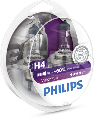 Галогеновая лампа H4 12V 60/55W VisionPlus +60% (компл.) PHILIPS (PS 12342 VP S2) - 6