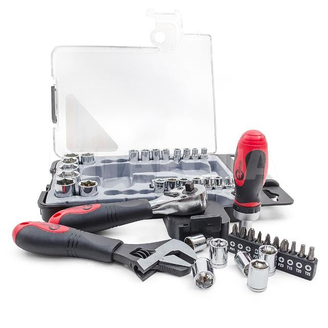 Набор инструментов 3/8" & 1/4" 43 предмета Cr-V Intertool (ET-6003) - 5