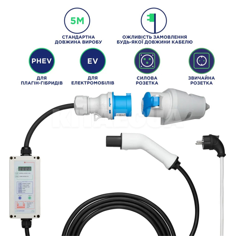 Зарядка для электромобиля Type Tesla 7.4 кВт 32А 1-фаза EXPERT+ UACHARGER (CHC-EX120741HL-21-6) - 5
