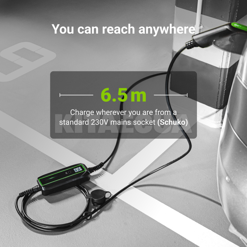 Зарядка для электромобиля 3.7 кВт 16А 1-фаза Type 2 (европейское авто) Power Cable Green Cell на HYUNDAI Kona Electric (EV16) - 7