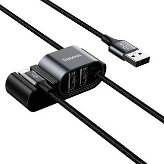 Кабель USB Lightning/2хUSB-A 1.2м чорний BASEUS