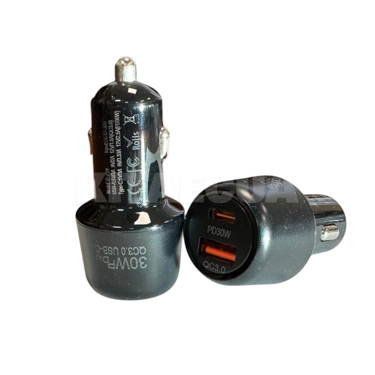 автомобільний зарядний пристрій USB+Type-C 3А XoKo (CQC-220-BK) - 2