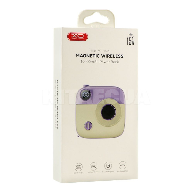Повербанк с мини-камерой Magnetic 10000mAh 15W фиолетовый XO (6920680849277) - 5