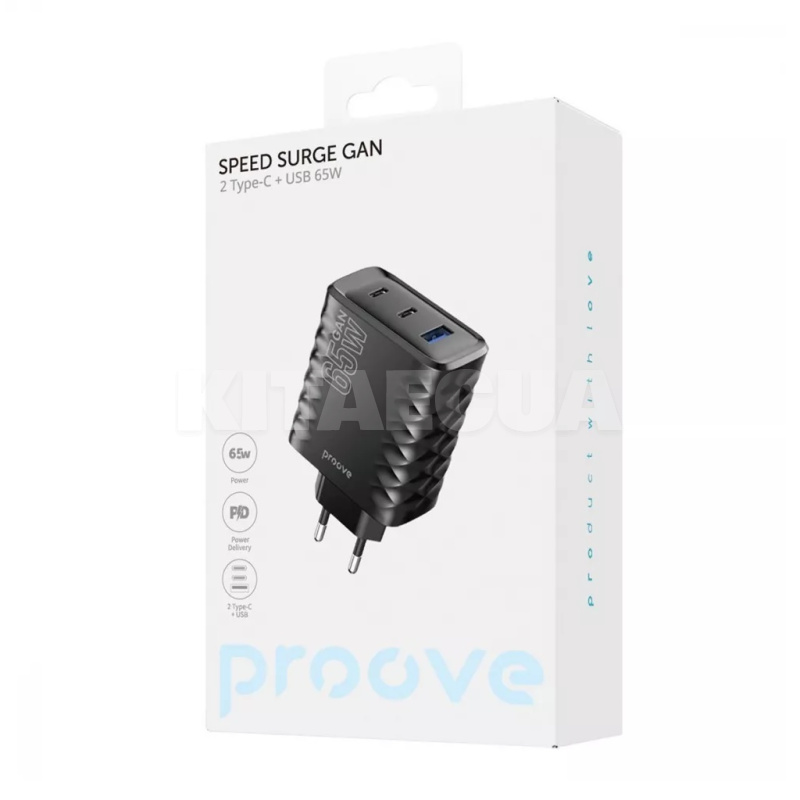 Зарядное устройство 65W 2Type-C+USB Speed Surge Gan черное PROOVE (558080001) - 2