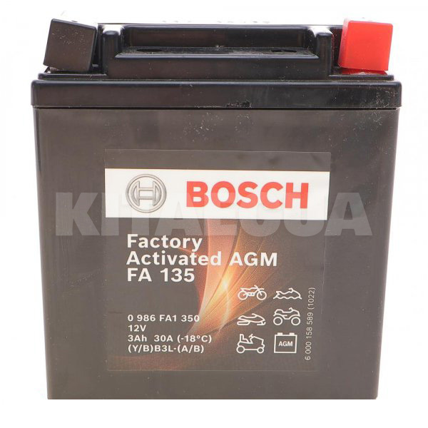 Мото акумулятор FA 135 3Ач 30А "+" праворуч Bosch (0 986 FA1 350)
