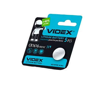 Батарейка литиевая 3.0 в CR1616 BLISTER CARD 1шт. VIDEX