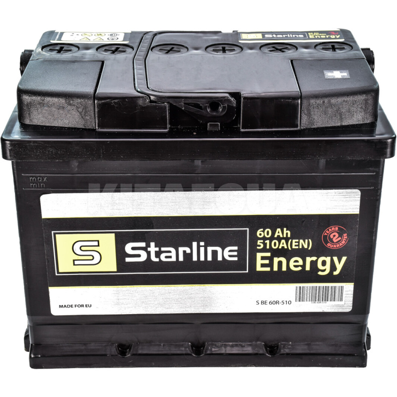 Аккумулятор 60Ач Euro (T1) 242x175x190 с обратной полярностью 510A STARLINE (S BE 60R-510)