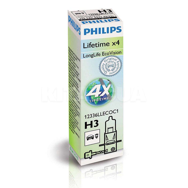 Галогенная лампа H3 55W 12V LongLife EcoVision PHILIPS (12336 LLECO C1) - 2