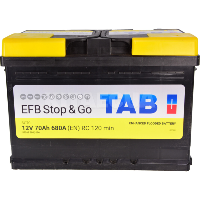 Аккумулятор автомобильный 70Ач 680А "+" справа TAB (TAB MAGIC EFB 70)