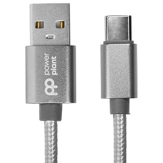 Кабель USB Type-C 2.4А 2.4А 1м сірий PowerPlant