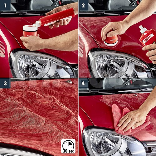 Кольоровий поліроль c воском червоний 250мл Polish&Wax Color NanoPro Sonax (296441) - 2