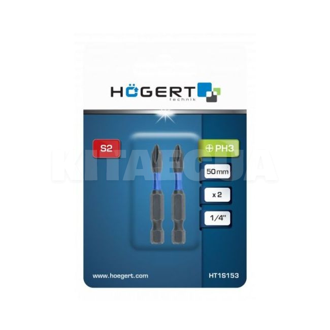 Біта ударна PH3 1/4" 50 мм 2 шт HOGERT (HT1S153) - 2