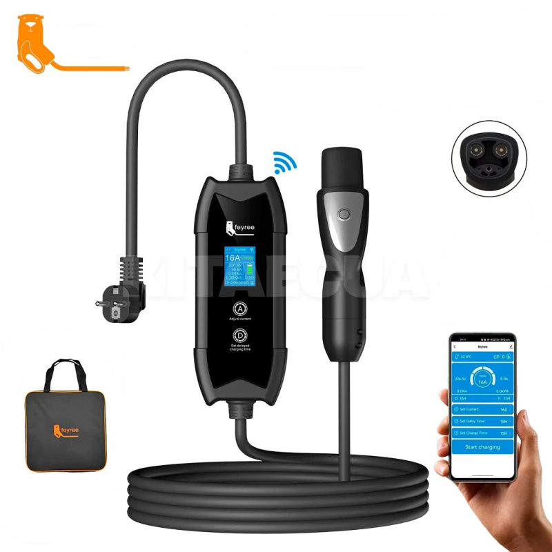 Зарядка для электромобиля Nacs(Tesla) 3.5 кВт 16А 1-фаза Flying Cat-EV-F9 FEYREE (FY3.5-16-1PH-TS-F9-C)