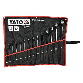 Набор ключей рожково-накидных крученых 90° CrV (10-32мм) 14 предметов YATO