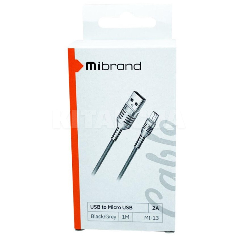 Кабель USB microUSB 2A MI-13 1м чорний/сірий Mibrand (MIDC/13MBG) - 2