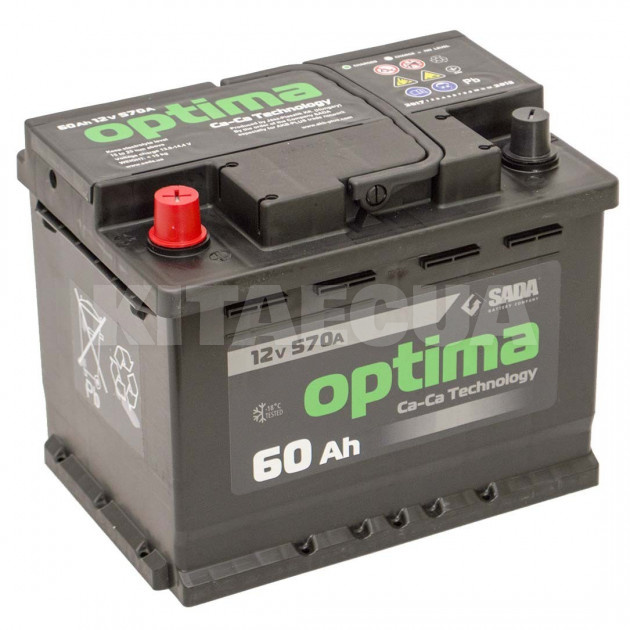 Аккумулятор 60Ач Euro (T1) 242x175x190 с прямой полярностью SADA (6СТ-60Аз Optima)