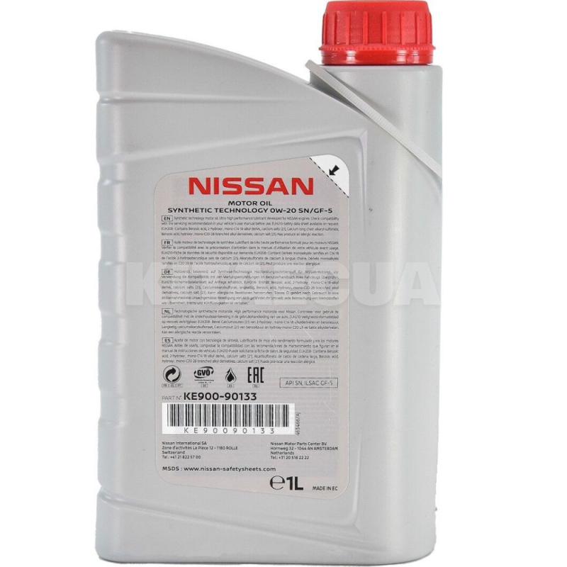 Масло моторное синтетическое 1л 0W-20 SN/GF-5 NISSAN (KE900-90133-Nissan) - 2