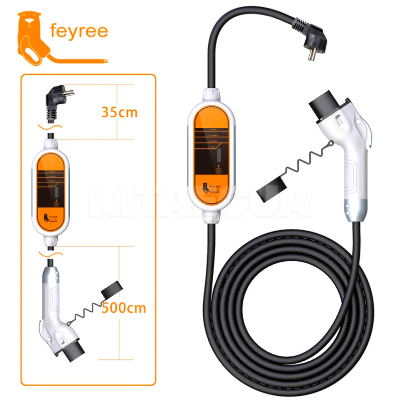 Зарядка для электромобиля 3.7 кВт 16A 1-фаза Type 1 (американское авто) Leaping Fox FEYREE на Все для электромобилей Подбор по авто (FY3.5-16-1PH-TP1-L7-C5) - 2