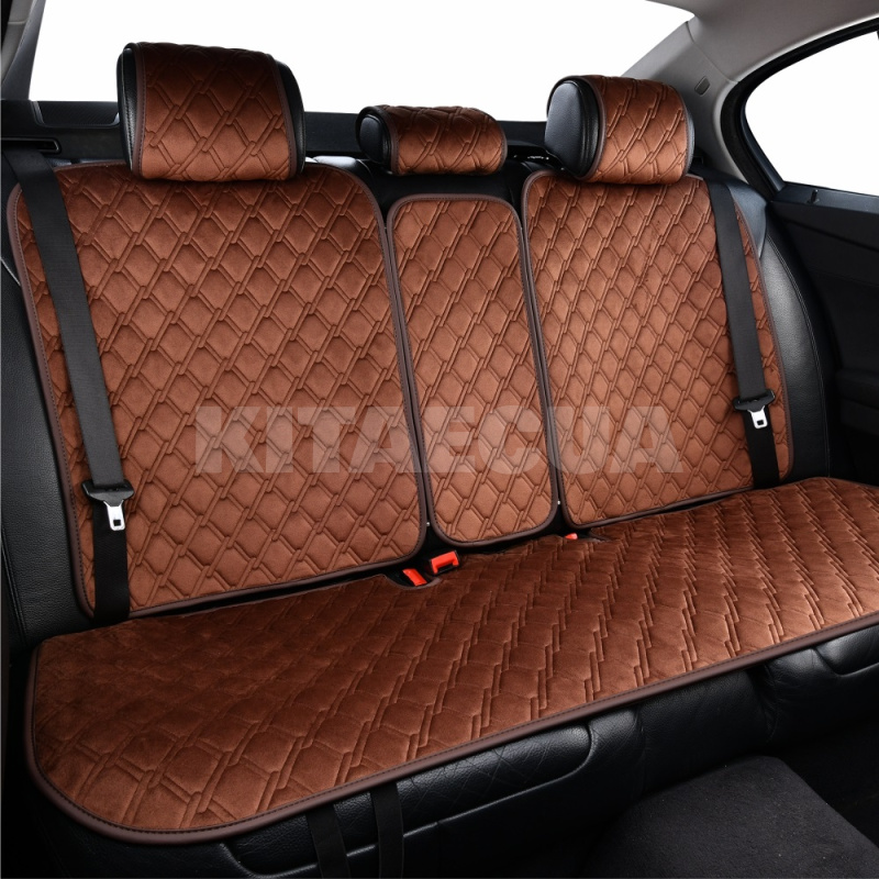 Накидки на сиденья коричневые с подголовником Turbo CARLIFE (SC30404) - 3