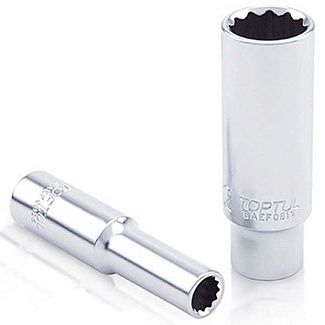Головка торцевая 12-гранная удлиненная 10 мм 1/4" 50 мм TOPTUL
