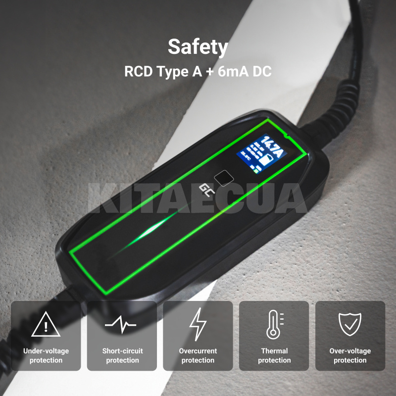 Зарядка для электромобиля 3.7 кВт 16А 1-фаза Type 2 (европейское авто) Power Cable Green Cell на HYUNDAI Kona Electric (EV16) - 6
