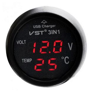 Устройство 3 в 1 вольтметр + термометр зарядное 706R VST