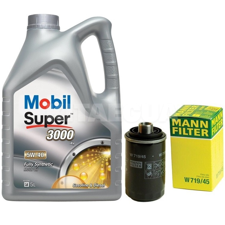 Масло синтетическое 5л 5W-40 Super 3000 Х1 + фильтр Mann-Filter на Audi A6 2.0 TFSI MOBIL (156154-W719-45)