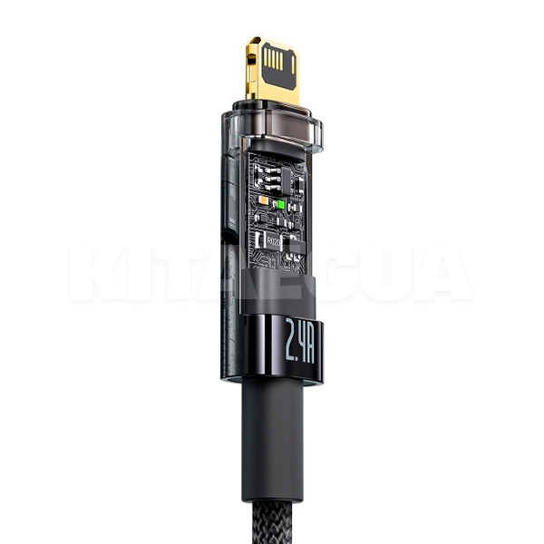 Кабель USB Lightning 2.4A автоматичне відключення 1м чорний BASEUS (CATS000401) - 5