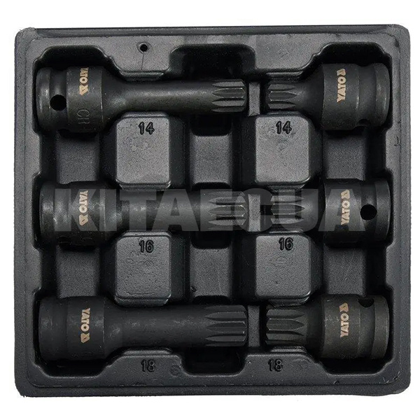 Набор бит ударных 1/2" SPLINE M14 M16 M18 6 предметов YATO (YT-10652-YATO)