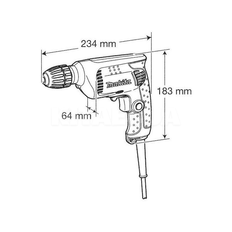 Дрель безударная 450 Вт 0-3000 об/мин Makita (6413) - 3