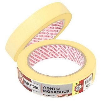 Малярная лента 25 мм x 40 м желтая Intertool