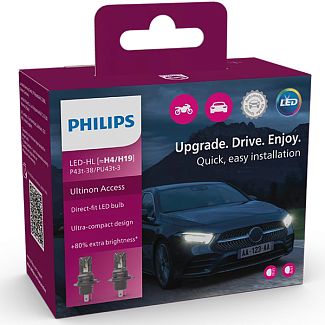 LED лампа для авто Ultinon Access +80% H4/H19 20W 6000K (комплект) PHILIPS