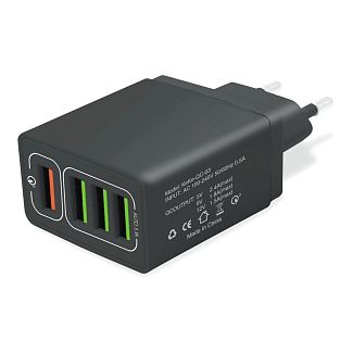 Зарядний пристрій 4 USB 6.2A Quick Charge 3.0 чорне QC-405 XoKo