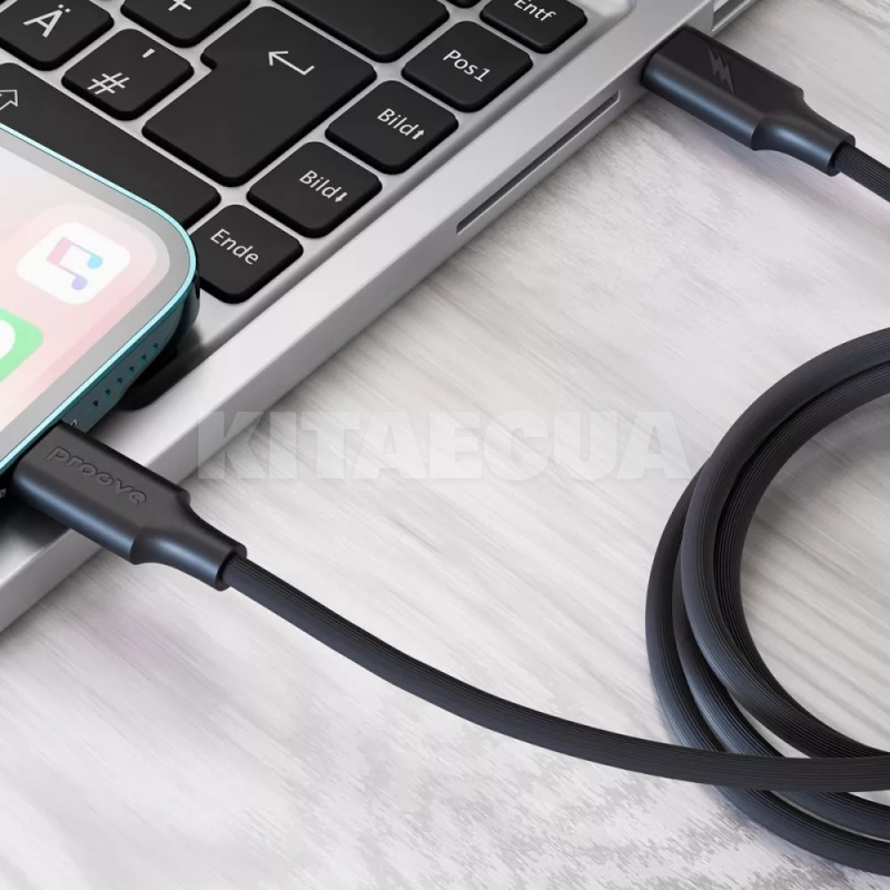 Кабель Type-C Lightning 3А 1м Striped Silicone черный PROOVE (577240001) - 3