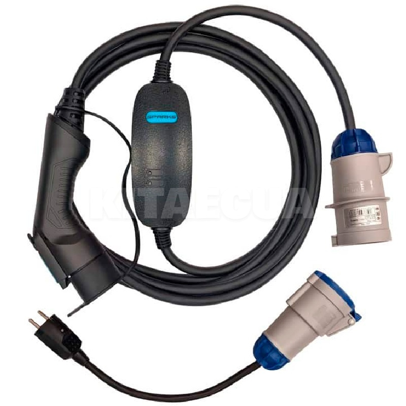 Зарядка для електромобіля 7.4 кВт 32А 1-фаза Type 2 (європейське авто) Portable Charger SPARKS (PC32T2)